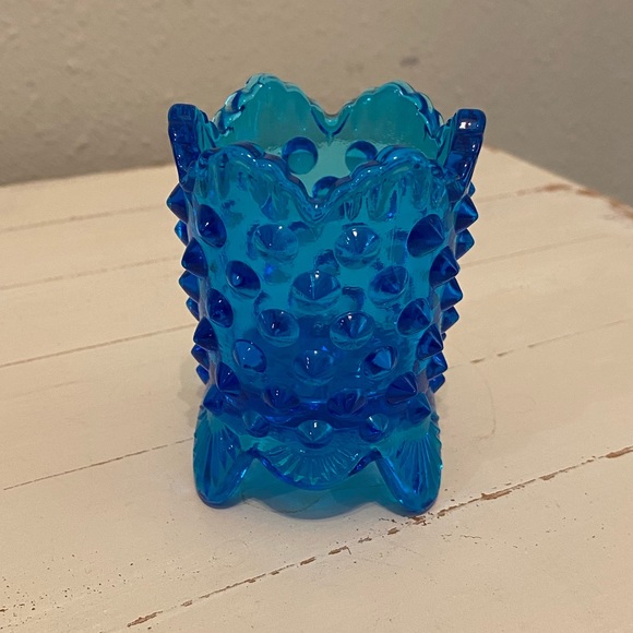 Fenton Blue Hobnail Toothpick Holder - Picture 3 of 6